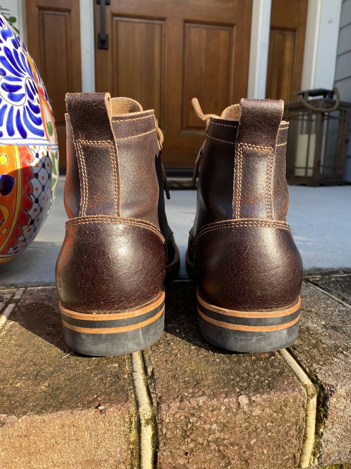 Photo by patinathunderdome on November 1, 2021 of the Truman Upland Boot in Horween Java Waxed Flesh.
