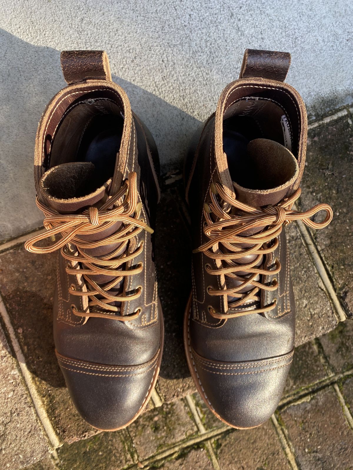Photo by patinathunderdome on November 1, 2021 of the Truman Upland Boot in Horween Java Waxed Flesh.
