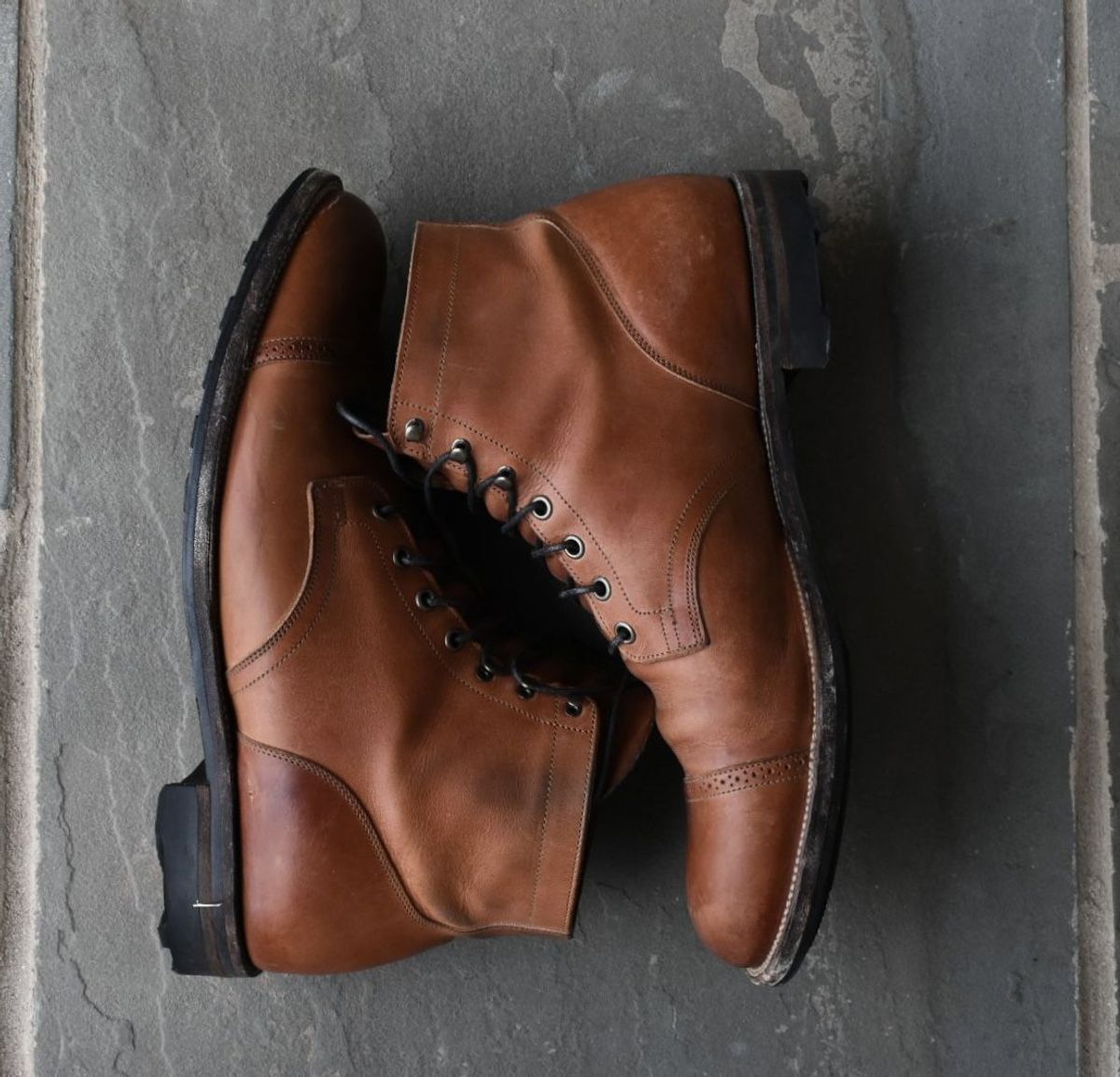 Photo by patinathunderdome on March 4, 2022 of the Viberg Service Boot in Maryam Used Cuoio Vitello Calf.