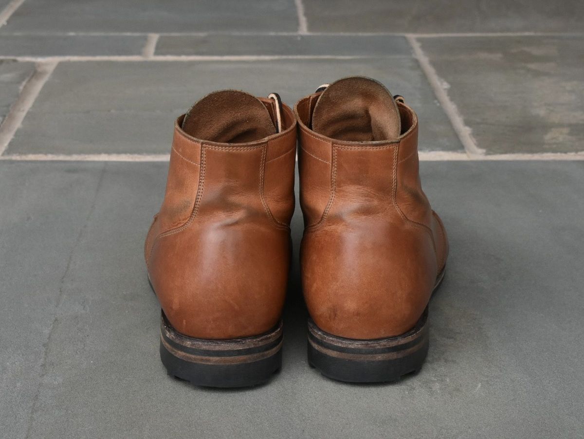 Photo by patinathunderdome on April 4, 2022 of the Viberg Service Boot in Maryam Used Cuoio Vitello Calf.