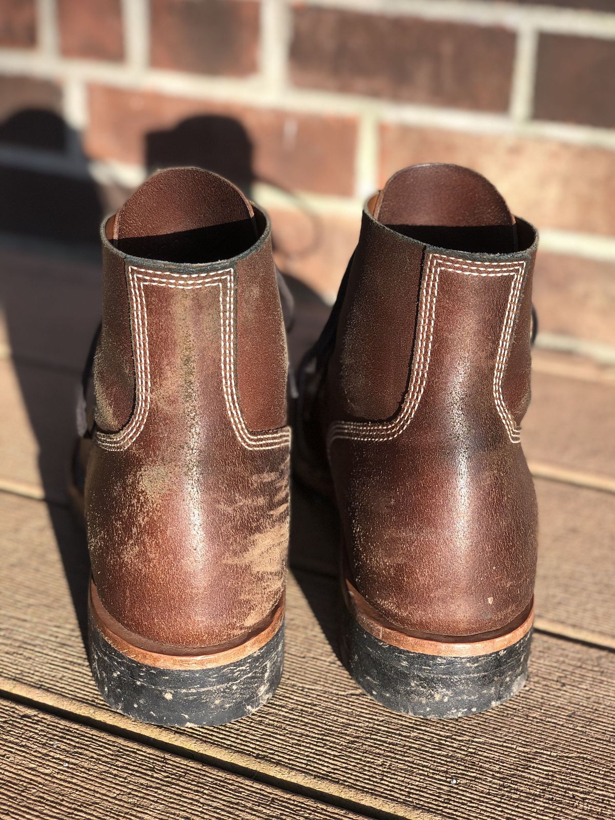 Photo by patinathunderdome on January 4, 2022 of the M.F. Boot Co Boondocker in S.B. Foot Brown Spitfire.