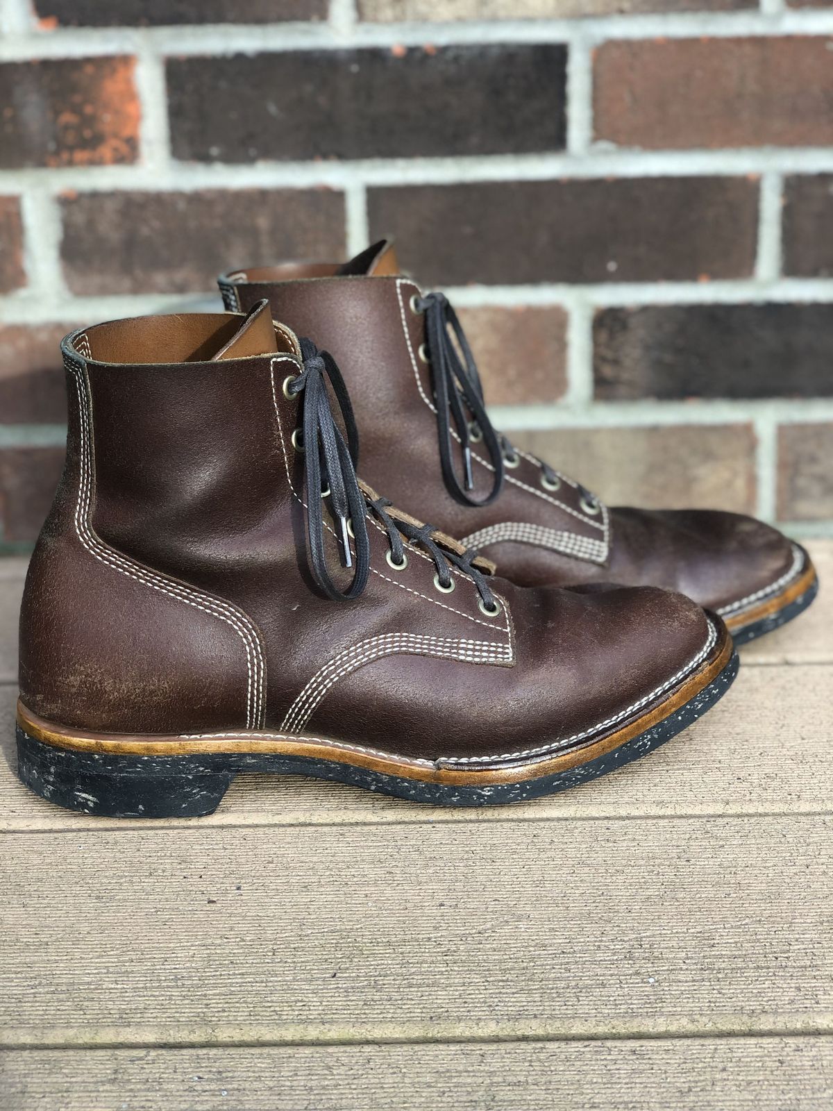 Photo by patinathunderdome on March 5, 2022 of the M.F. Boot Co Boondocker in S.B. Foot Brown Spitfire.