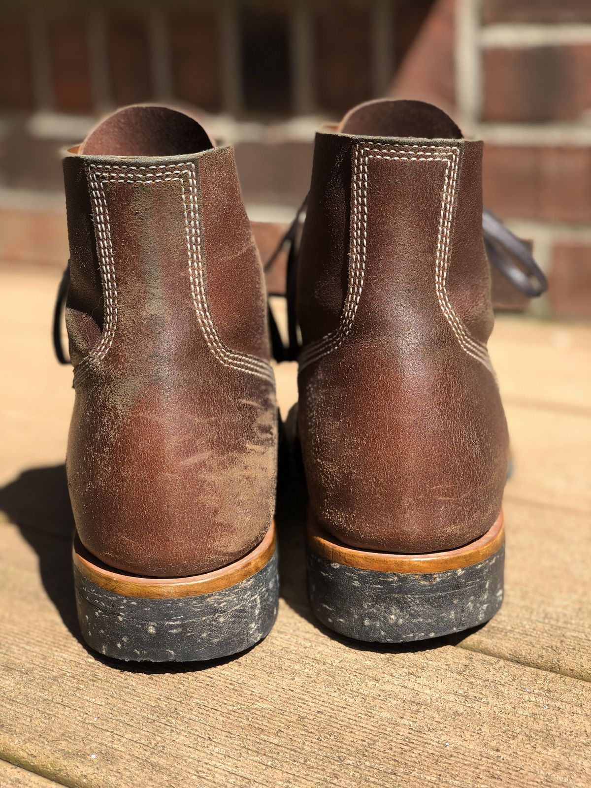 Photo by patinathunderdome on April 3, 2022 of the M.F. Boot Co Boondocker in S.B. Foot Brown Spitfire.