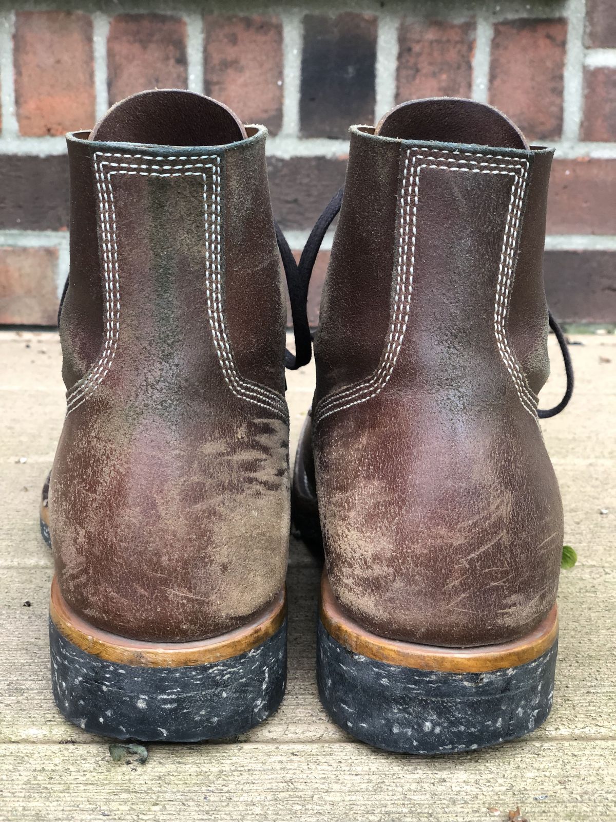 Photo by patinathunderdome on May 6, 2022 of the M.F. Boot Co Boondocker in S.B. Foot Brown Spitfire.