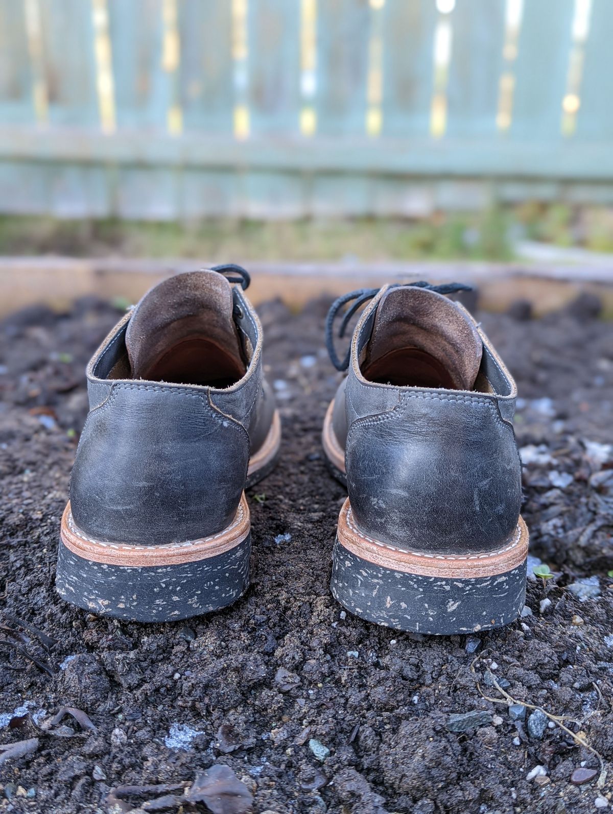 Photo by patinathunderdome on November 3, 2021 of the Oak Street Bootmakers Trench Oxford in Seidel Carbon Bark Veg Retan.