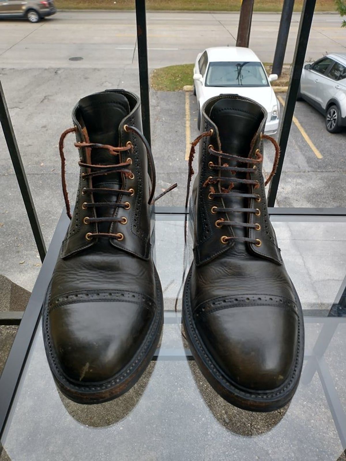 Photo by patinathunderdome on December 5, 2021 of the Sagara Legant in Badalassi Carlo Oliva Minerva Overdyed Black.