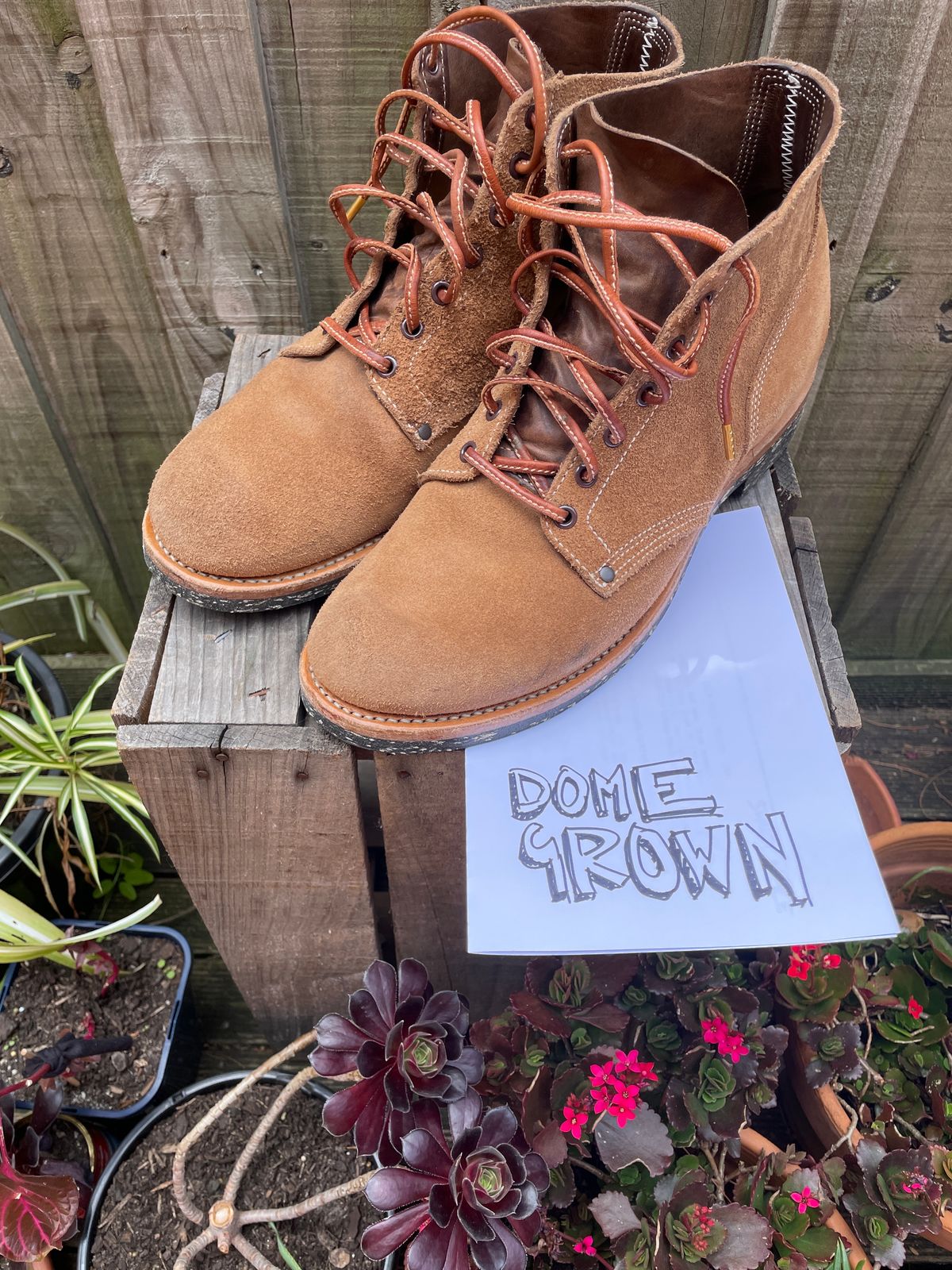 Photo by patinathunderdome on November 2, 2023 of the Viberg Boondocker in Horween Natural Chromexcel Roughout.