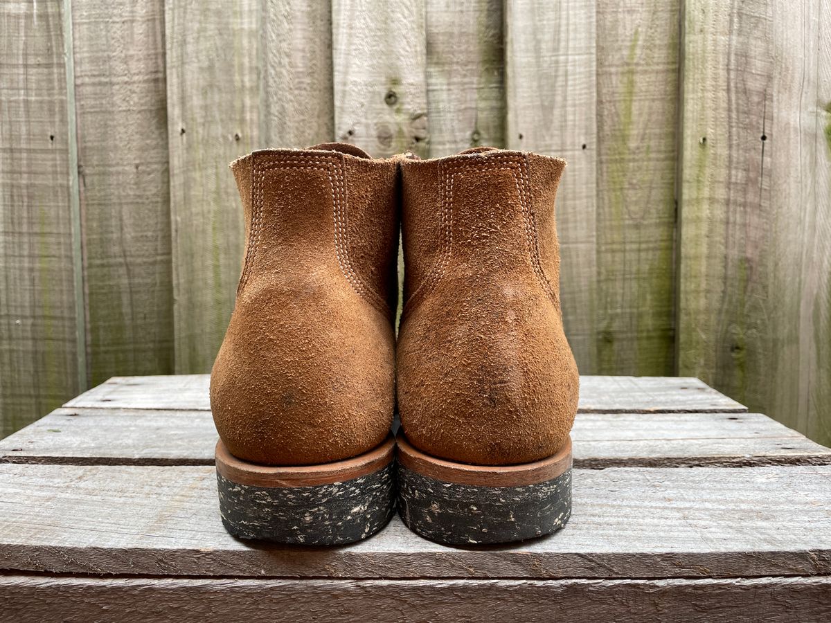 Photo by patinathunderdome on March 3, 2024 of the Viberg Boondocker in Horween Natural Chromexcel Roughout.