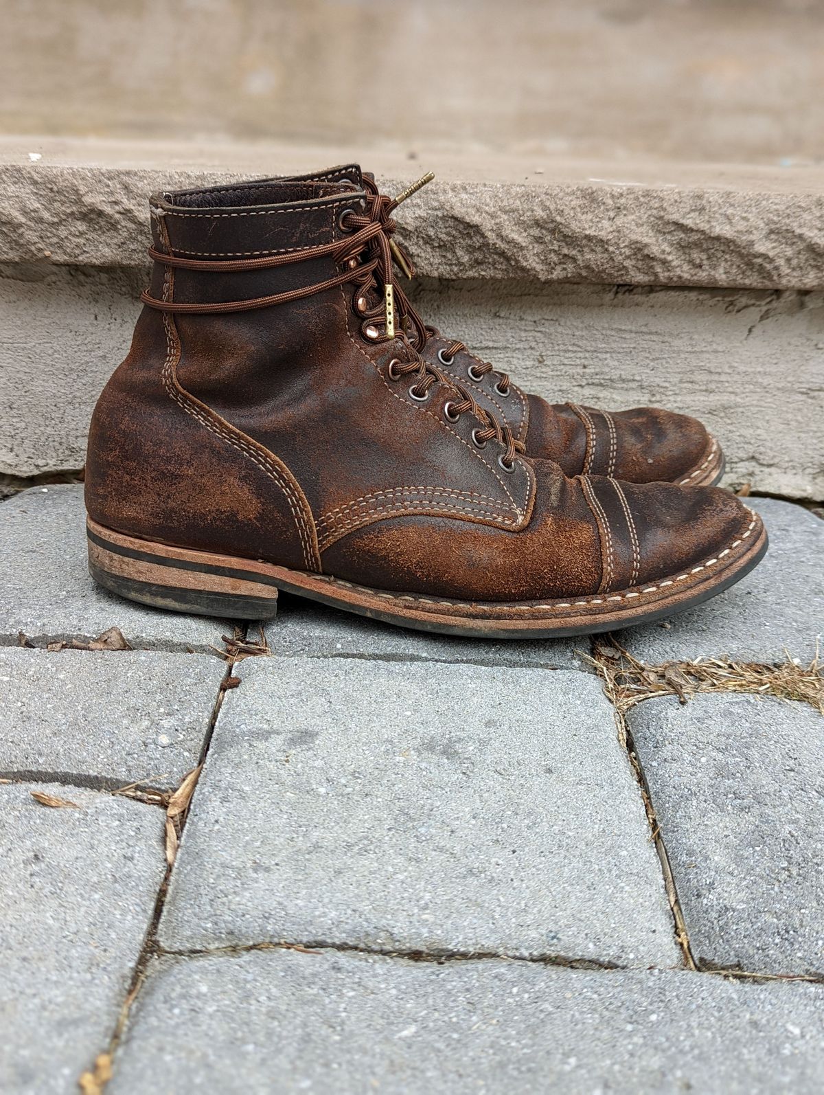 Photo by patinathunderdome on March 5, 2022 of the White's MP-M1TC in Horween Dark Brown Waxed Flesh.