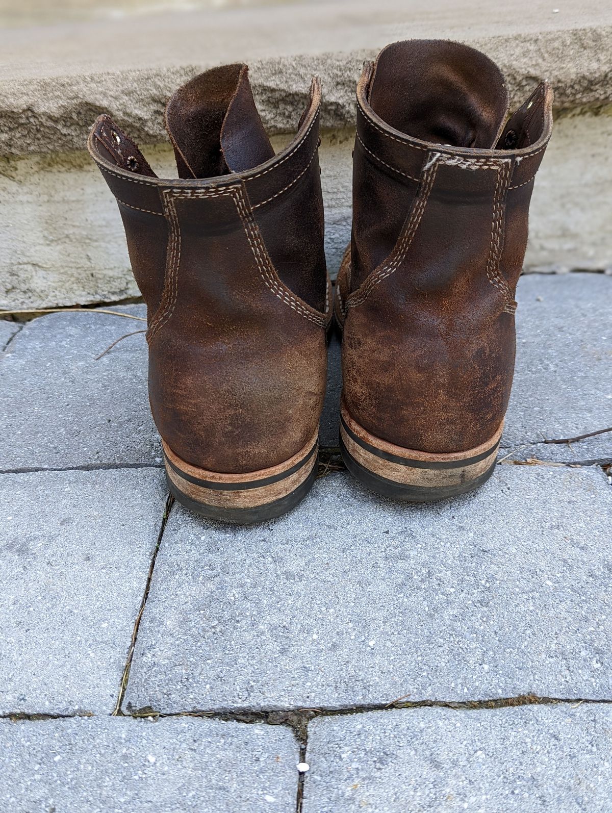 Photo by patinathunderdome on April 5, 2022 of the White's MP-M1TC in Horween Dark Brown Waxed Flesh.