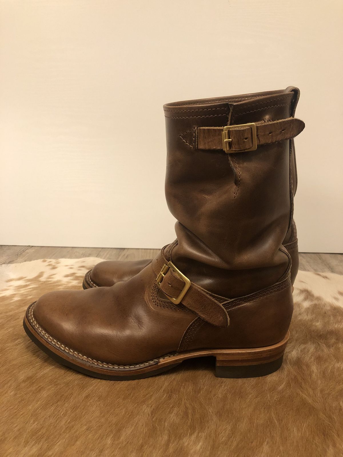 Photo by patinathunderdome on January 5, 2022 of the Wesco Mister Lou in Horween Natural Chromexcel.