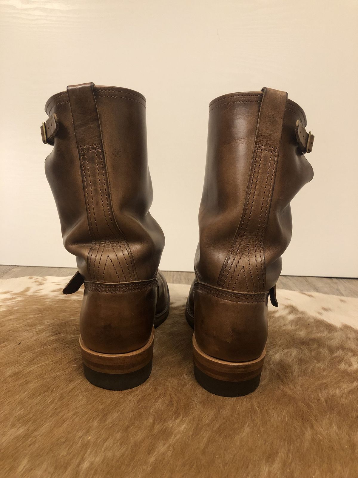 Photo by patinathunderdome on January 5, 2022 of the Wesco Mister Lou in Horween Natural Chromexcel.