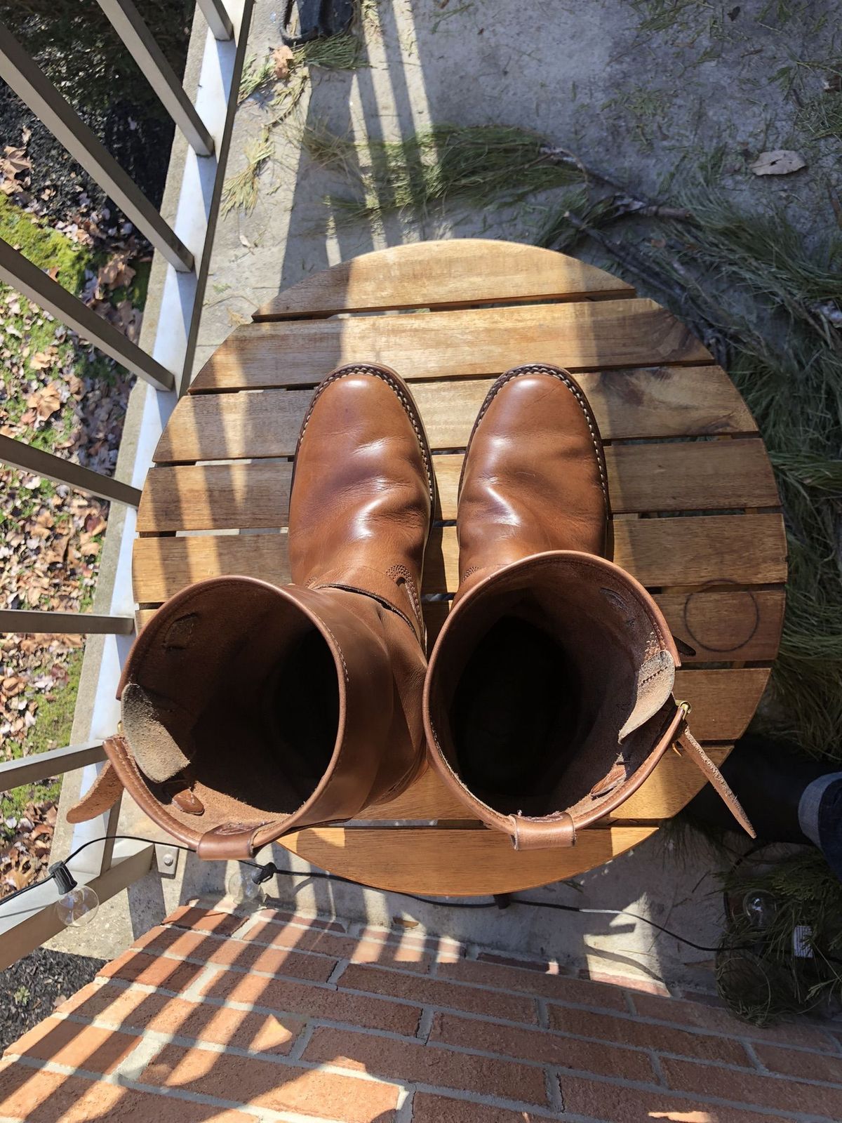 Photo by patinathunderdome on February 5, 2022 of the Wesco Mister Lou in Horween Natural Chromexcel.