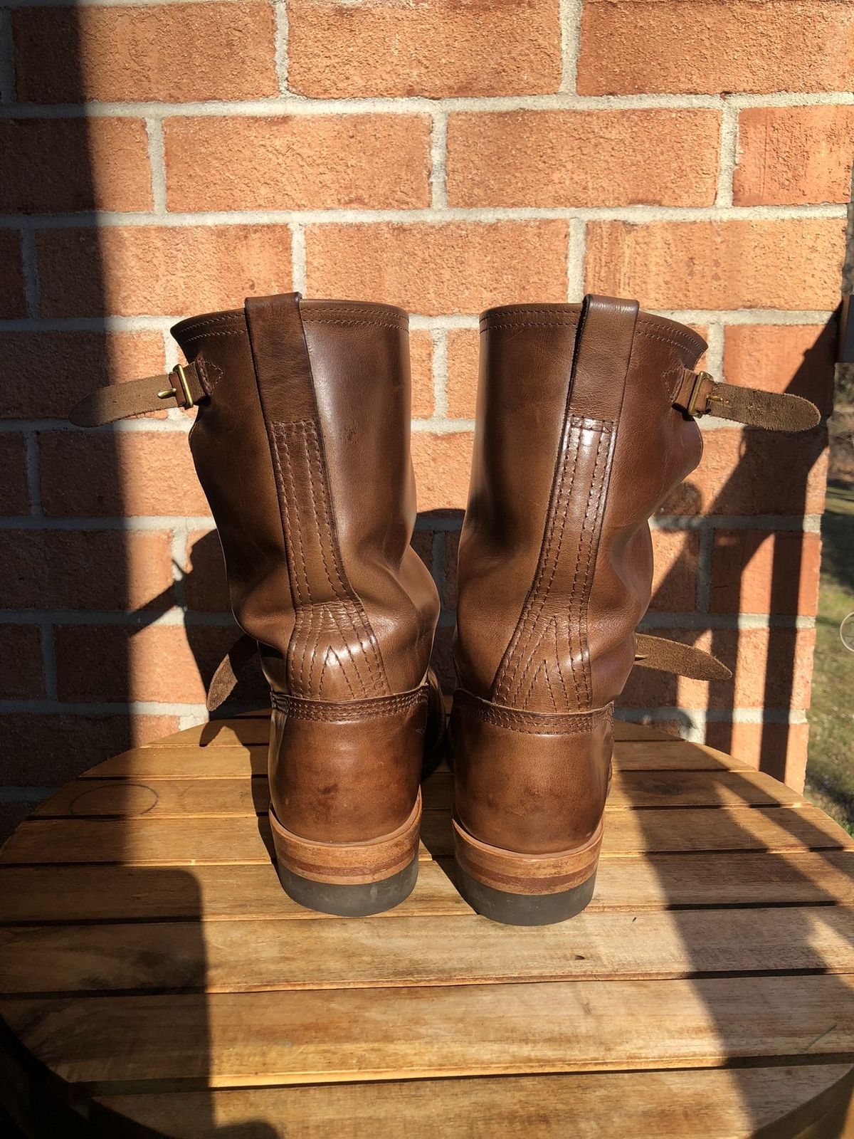 Photo by patinathunderdome on February 5, 2022 of the Wesco Mister Lou in Horween Natural Chromexcel.