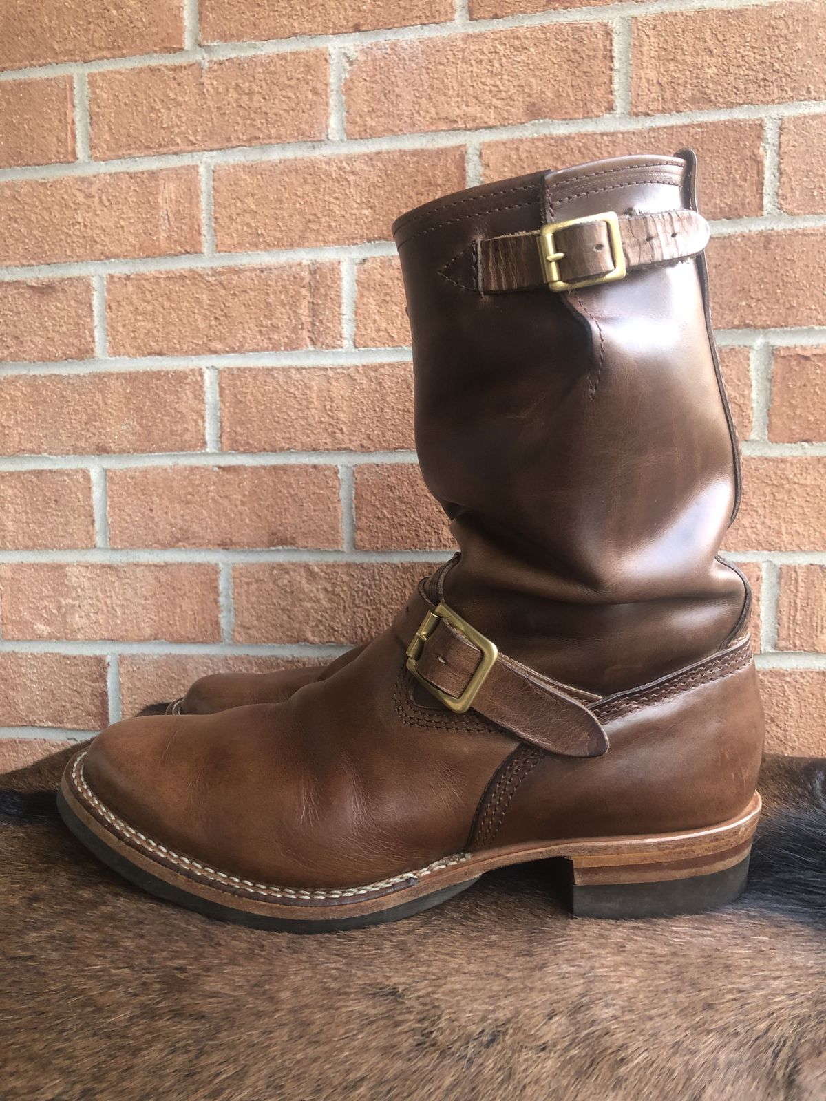 Photo by patinathunderdome on March 4, 2022 of the Wesco Mister Lou in Horween Natural Chromexcel.