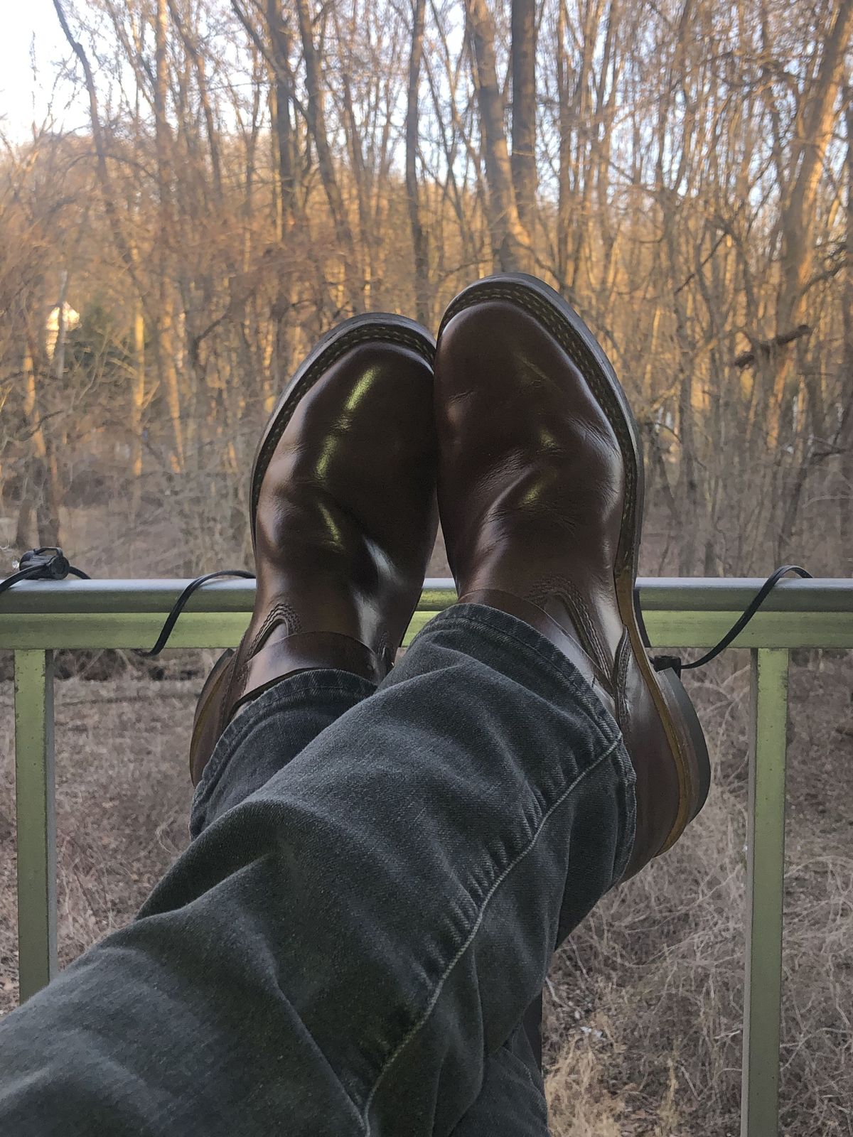 Photo by patinathunderdome on March 4, 2022 of the Wesco Mister Lou in Horween Natural Chromexcel.