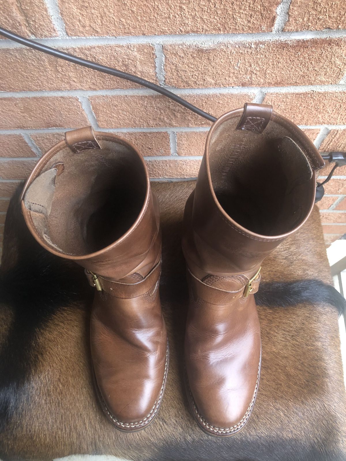 Photo by patinathunderdome on April 5, 2022 of the Wesco Mister Lou in Horween Natural Chromexcel.