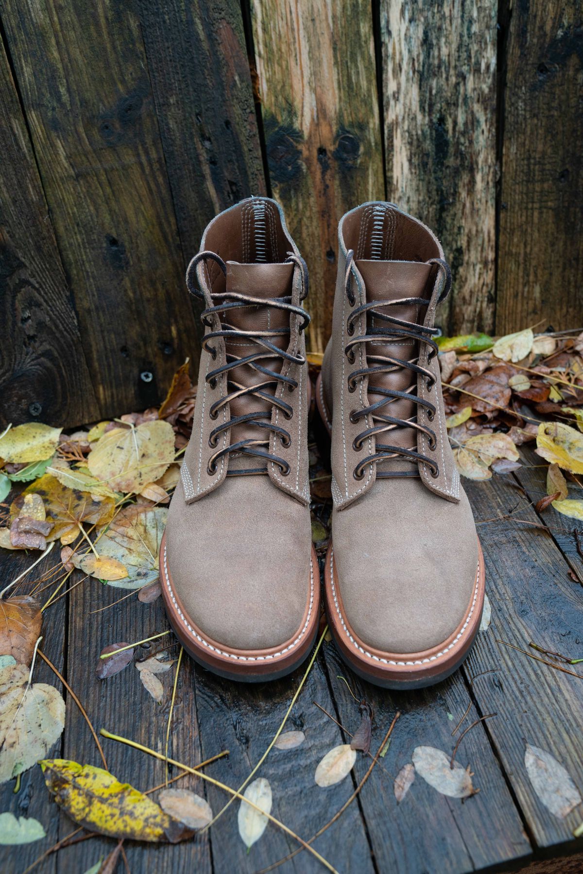 Photo by patinathunderdome on November 5, 2021 of the John Lofgren M-43 Service Shoes in Horween Natural Chromexcel Roughout.