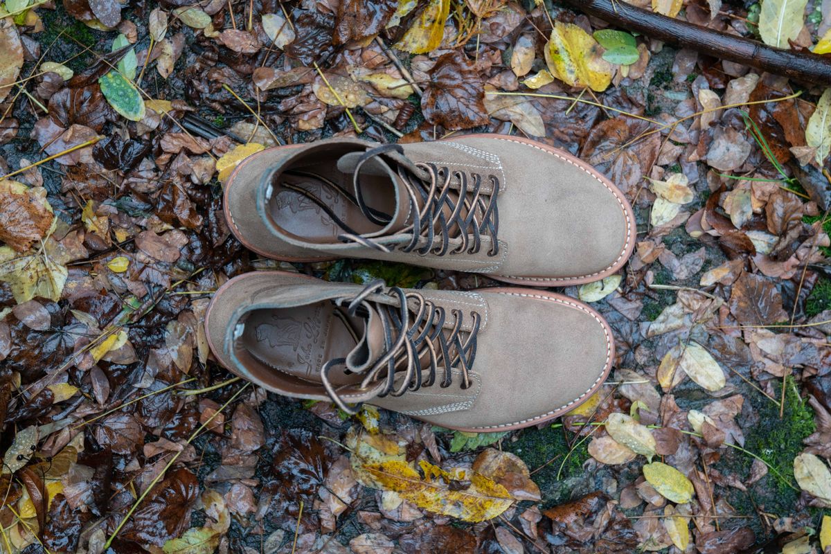 Photo by patinathunderdome on November 5, 2021 of the John Lofgren M-43 Service Shoes in Horween Natural Chromexcel Roughout.