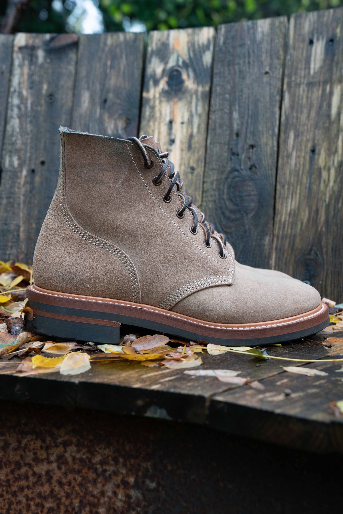 Photo by patinathunderdome on November 5, 2021 of the John Lofgren M-43 Service Shoes in Horween Natural Chromexcel Roughout.
