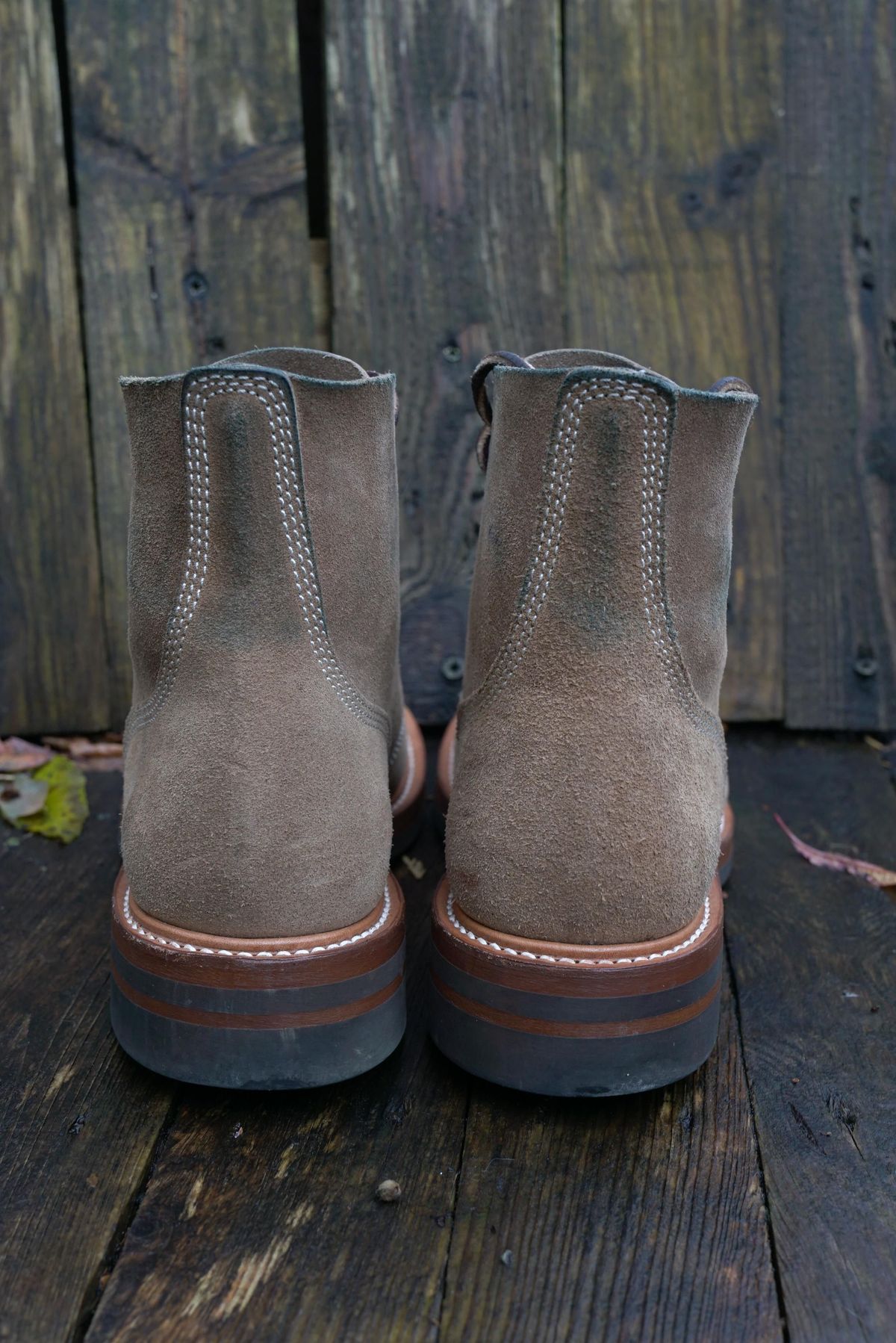 Photo by patinathunderdome on December 2, 2021 of the John Lofgren M-43 Service Shoes in Horween Natural Chromexcel Roughout.