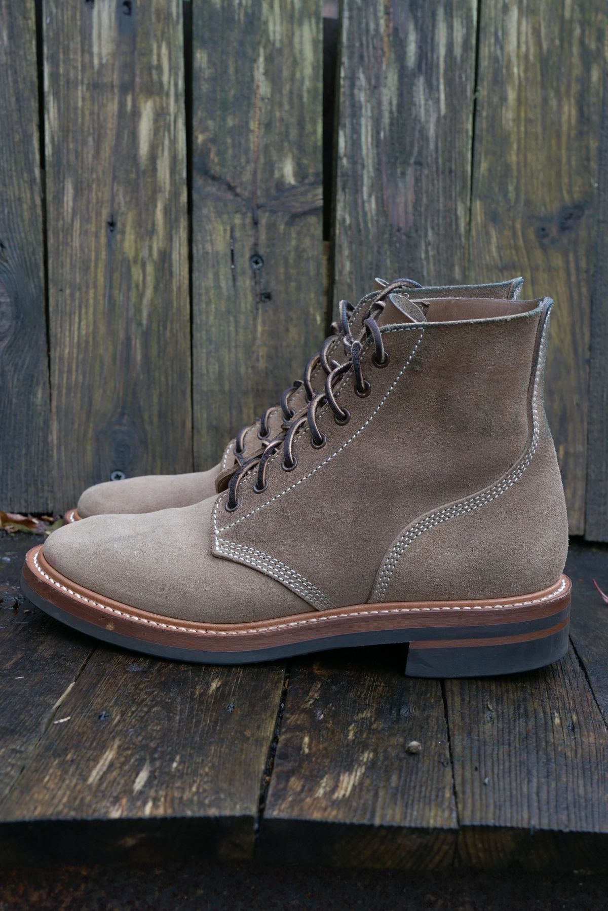 Photo by patinathunderdome on December 2, 2021 of the John Lofgren M-43 Service Shoes in Horween Natural Chromexcel Roughout.