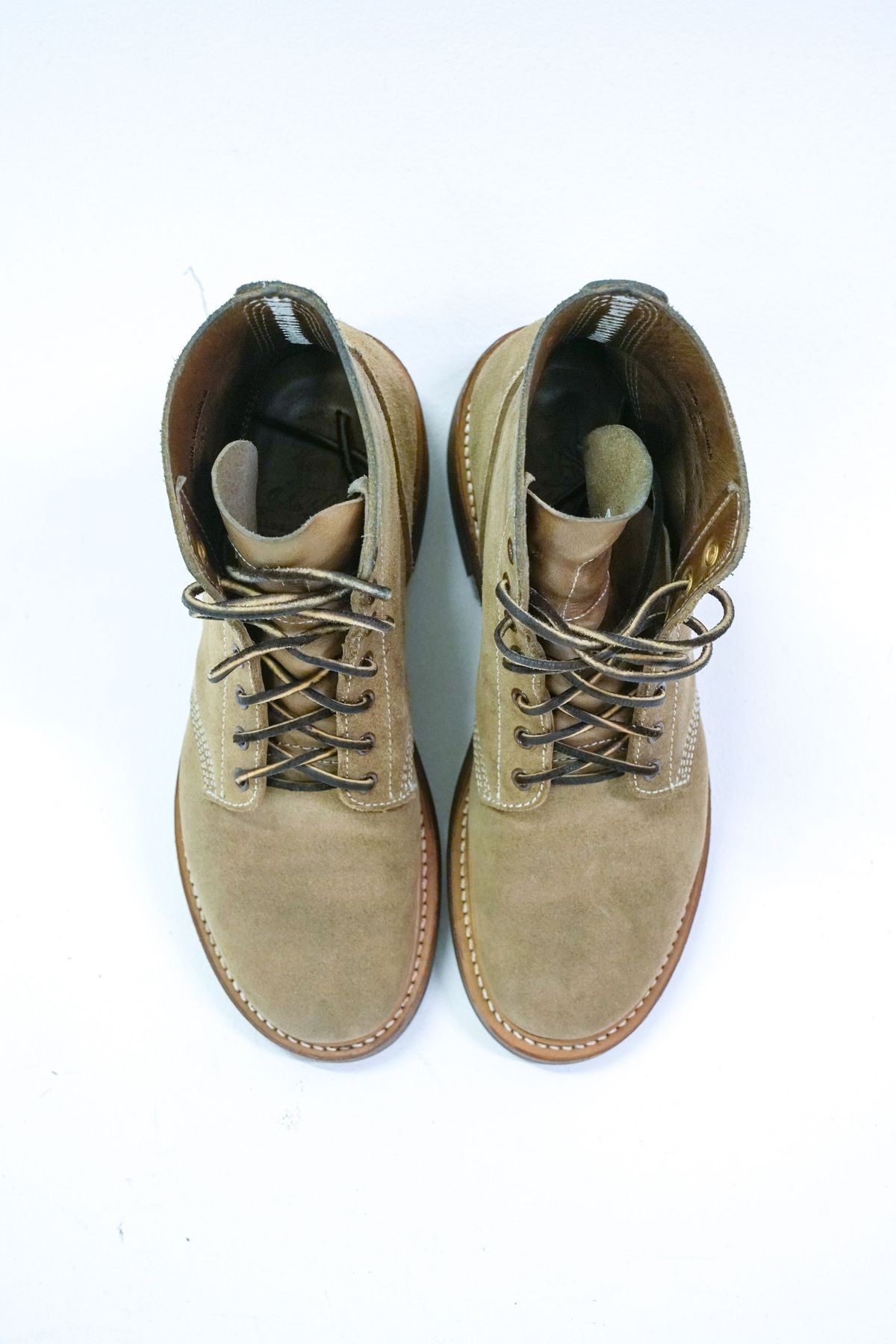 Photo by patinathunderdome on January 5, 2022 of the John Lofgren M-43 Service Shoes in Horween Natural Chromexcel Roughout.