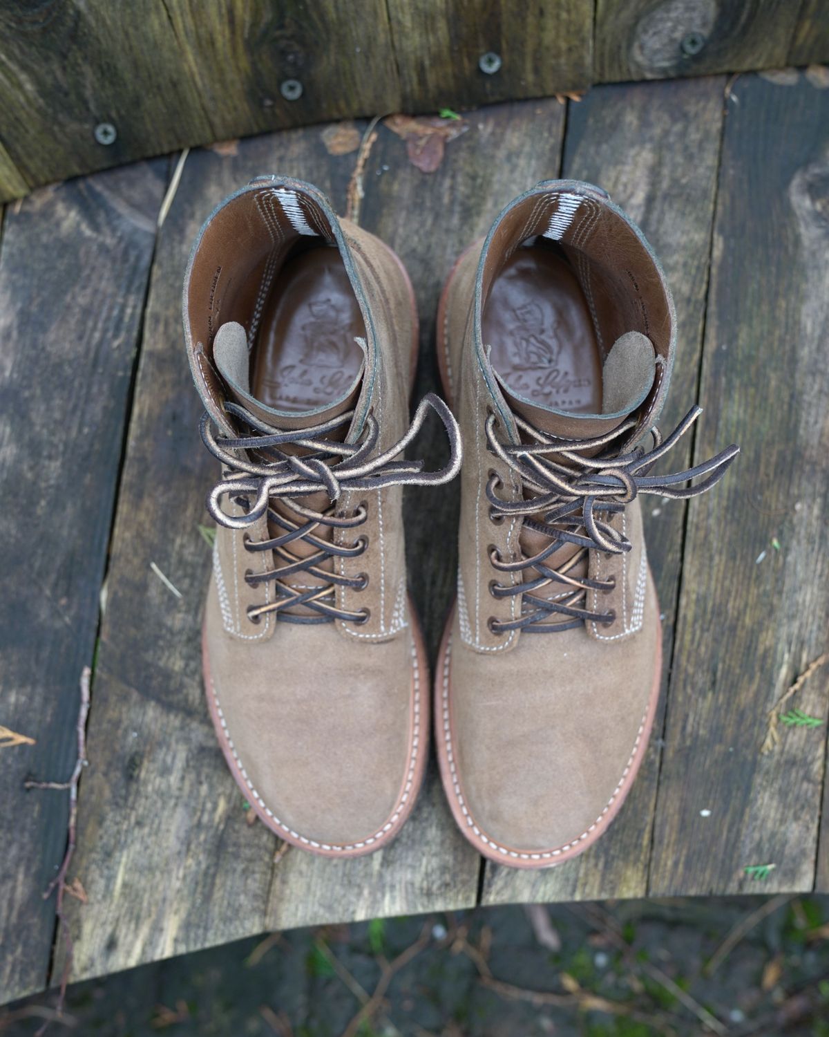 Photo by patinathunderdome on March 3, 2022 of the John Lofgren M-43 Service Shoes in Horween Natural Chromexcel Roughout.