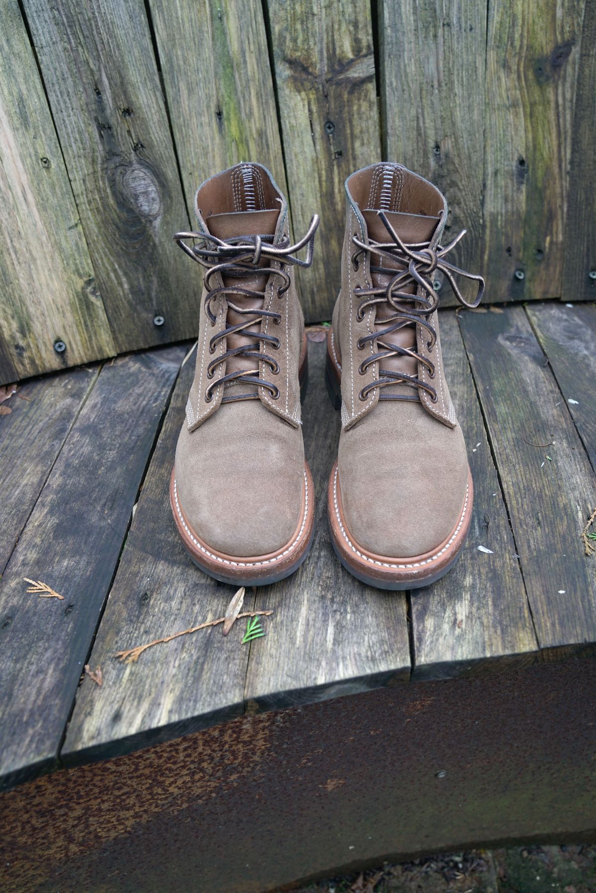 Photo by patinathunderdome on March 3, 2022 of the John Lofgren M-43 Service Shoes in Horween Natural Chromexcel Roughout.