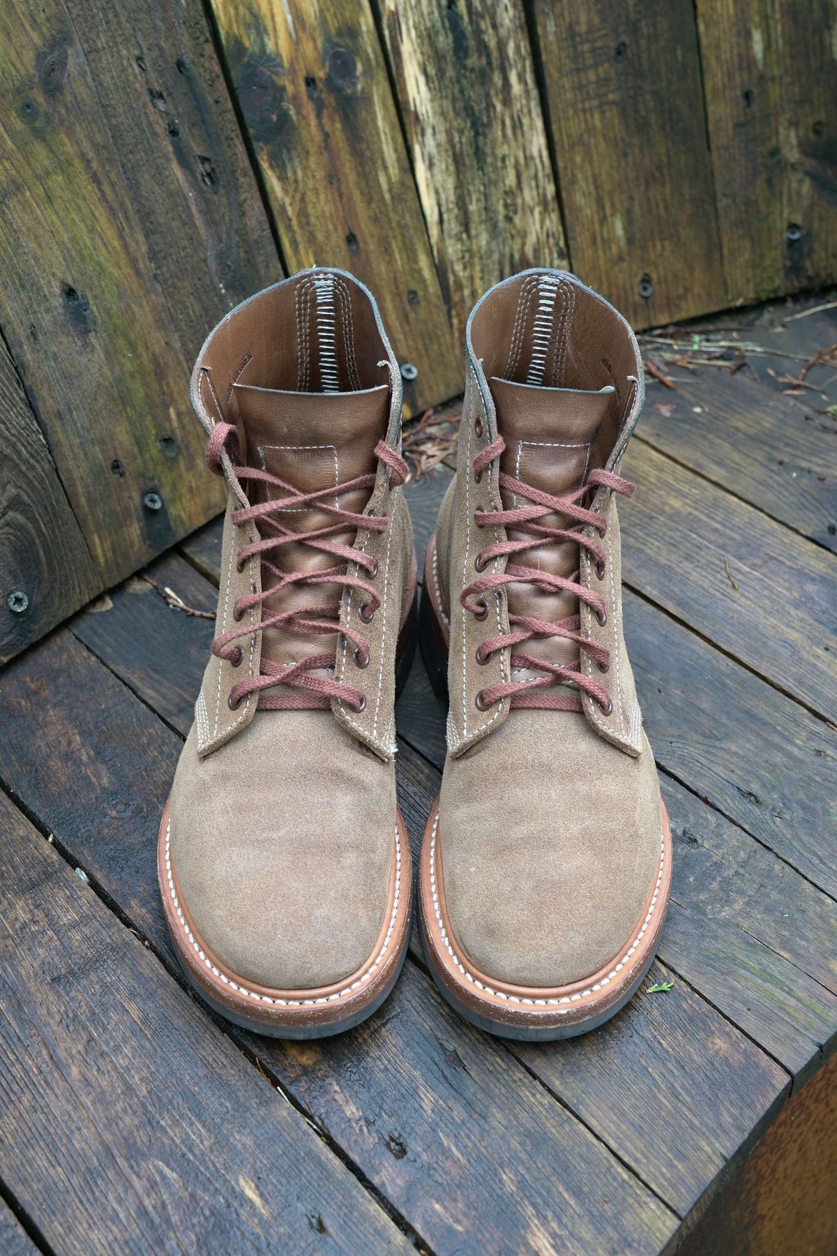 Photo by patinathunderdome on April 5, 2022 of the John Lofgren M-43 Service Shoes in Horween Natural Chromexcel Roughout.