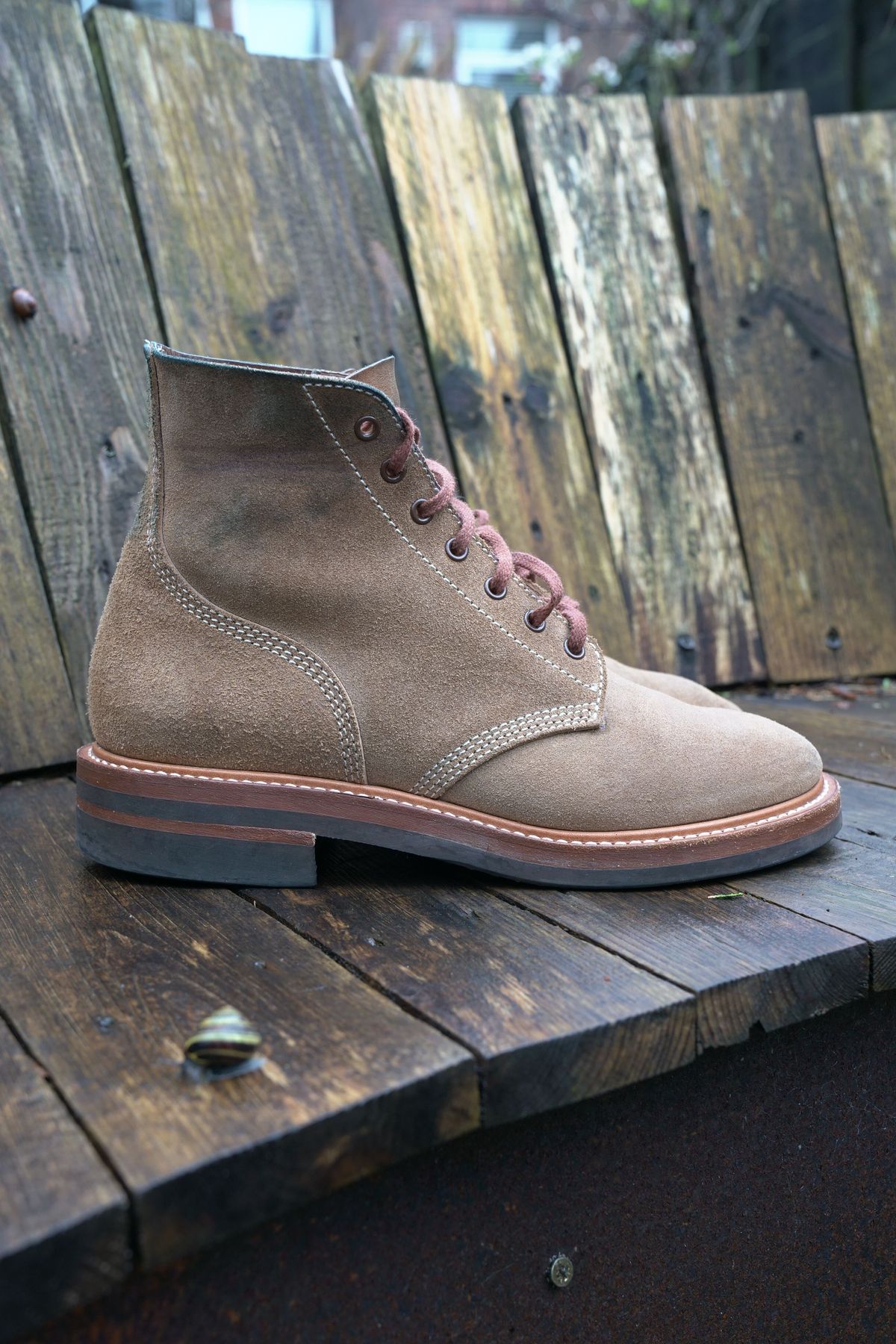 Photo by patinathunderdome on April 5, 2022 of the John Lofgren M-43 Service Shoes in Horween Natural Chromexcel Roughout.