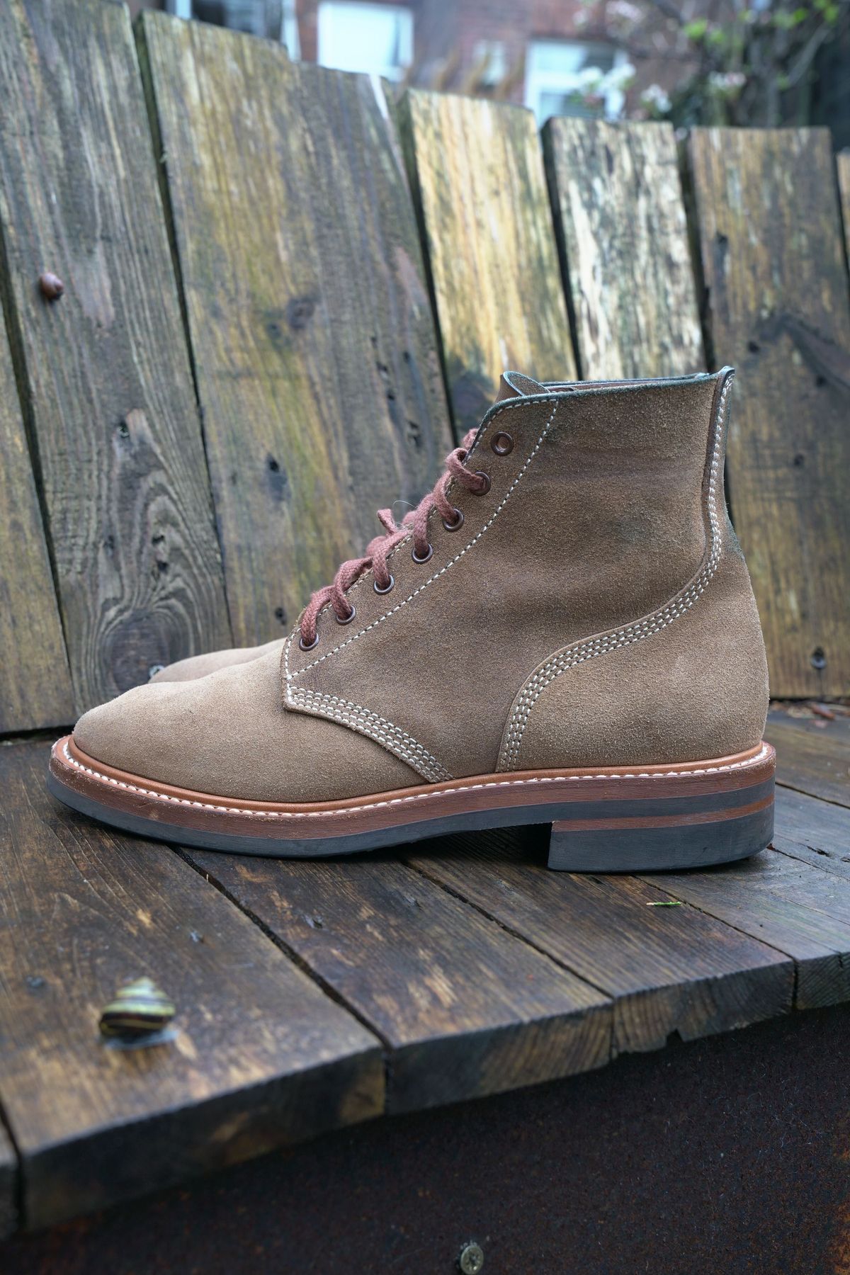 Photo by patinathunderdome on April 5, 2022 of the John Lofgren M-43 Service Shoes in Horween Natural Chromexcel Roughout.