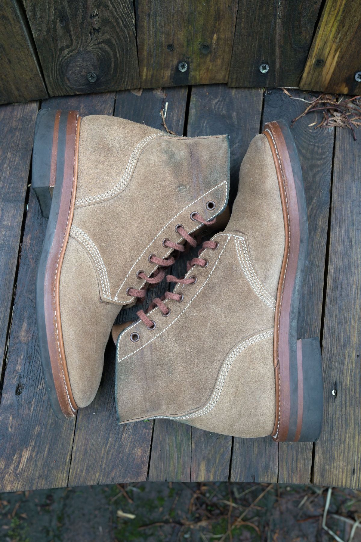 Photo by patinathunderdome on April 5, 2022 of the John Lofgren M-43 Service Shoes in Horween Natural Chromexcel Roughout.