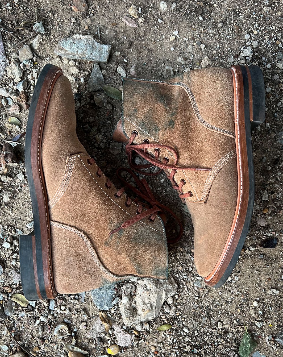 Photo by patinathunderdome on November 5, 2021 of the John Lofgren M-43 Service Shoes in Horween Natural Chromexcel Roughout.