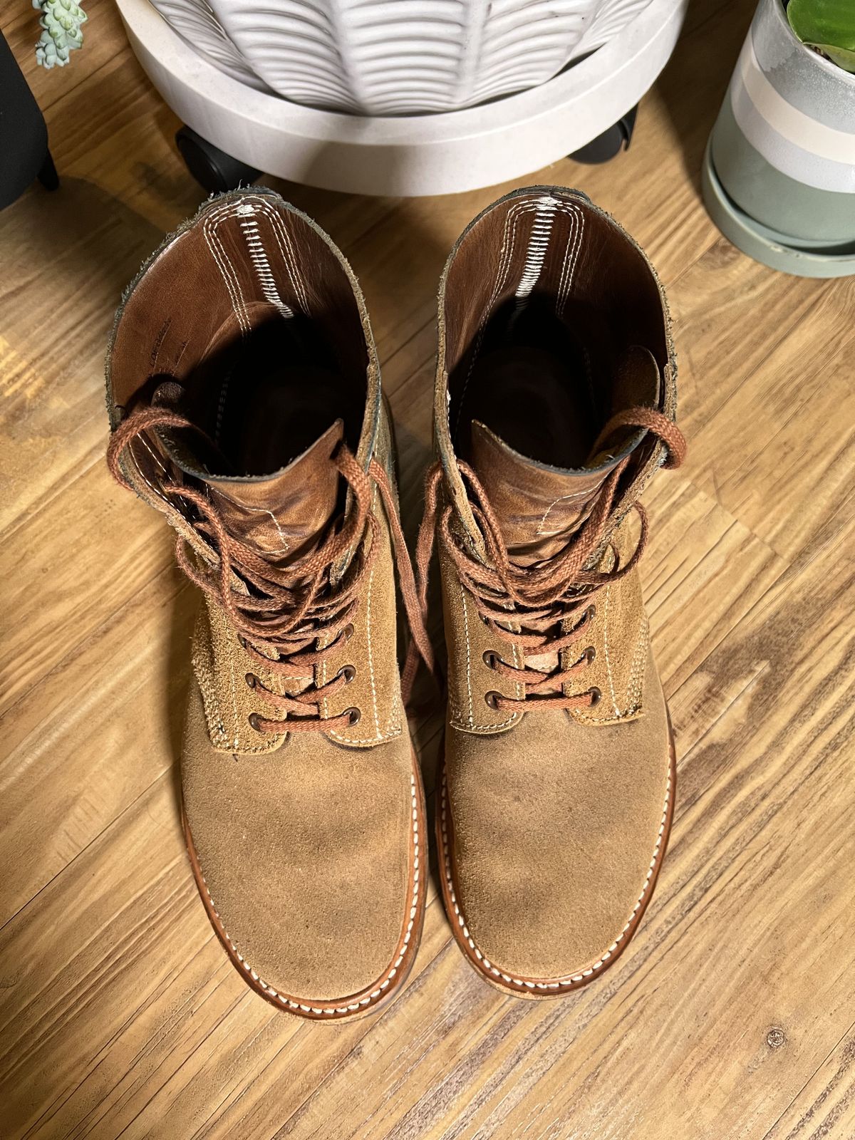 Photo by patinathunderdome on January 6, 2022 of the John Lofgren M-43 Service Shoes in Horween Natural Chromexcel Roughout.