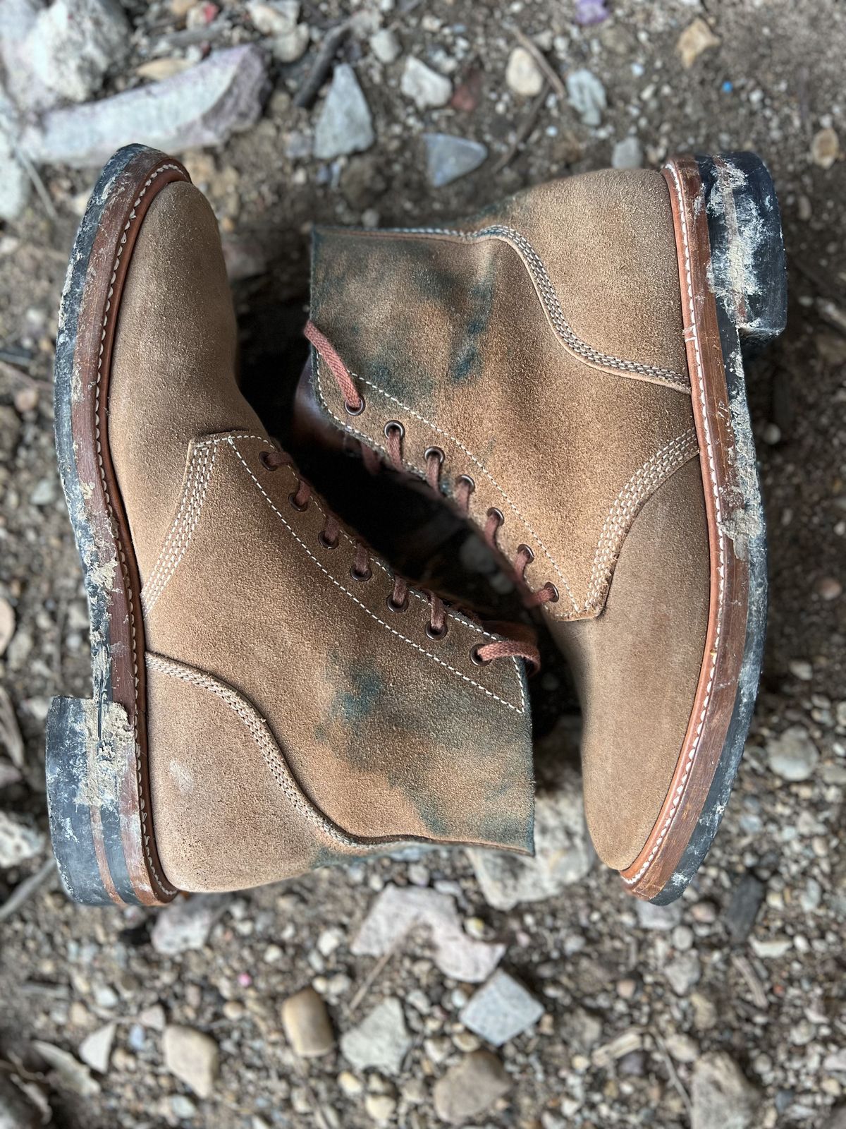 Photo by patinathunderdome on February 6, 2022 of the John Lofgren M-43 Service Shoes in Horween Natural Chromexcel Roughout.
