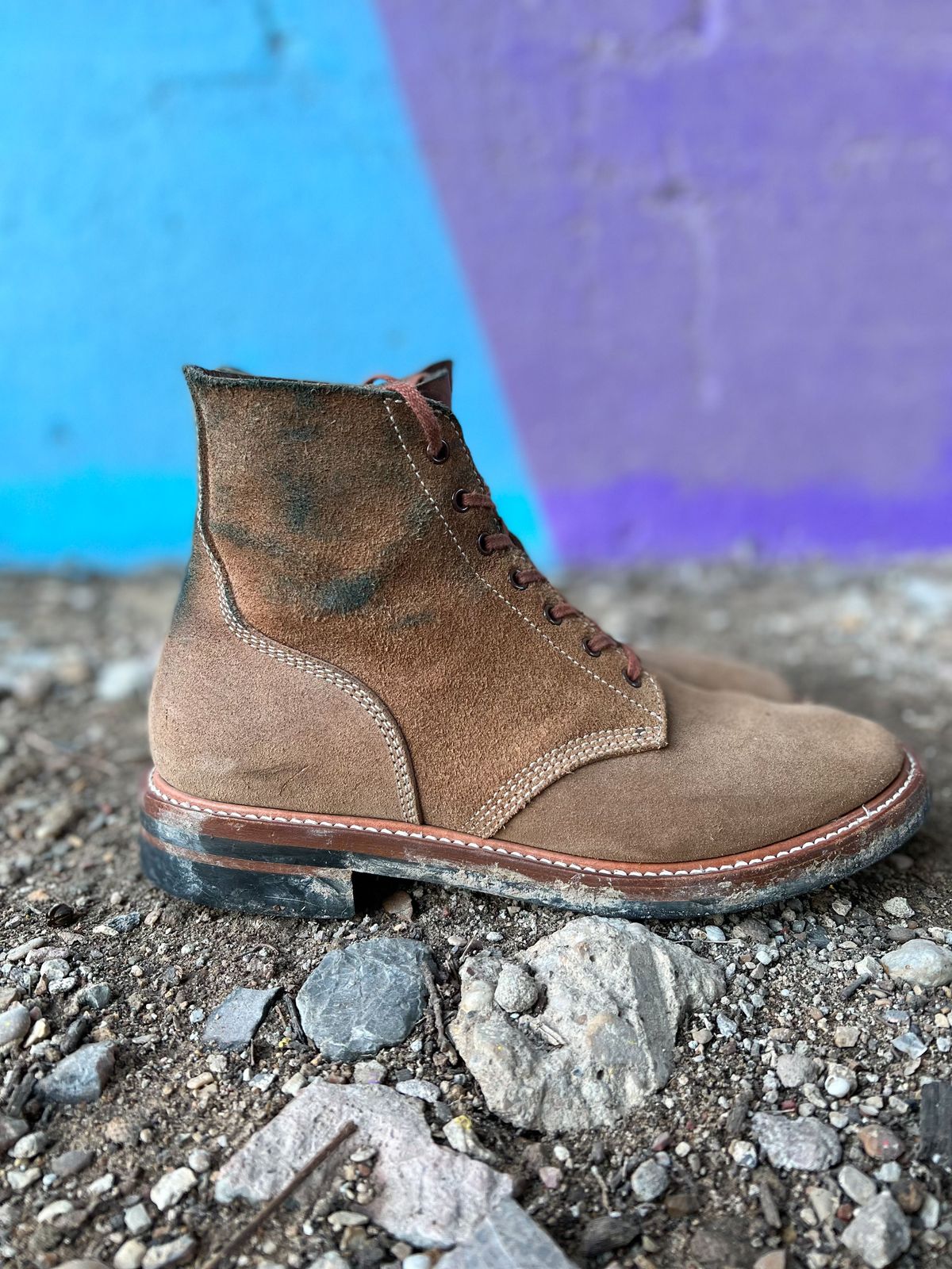 Photo by patinathunderdome on February 6, 2022 of the John Lofgren M-43 Service Shoes in Horween Natural Chromexcel Roughout.