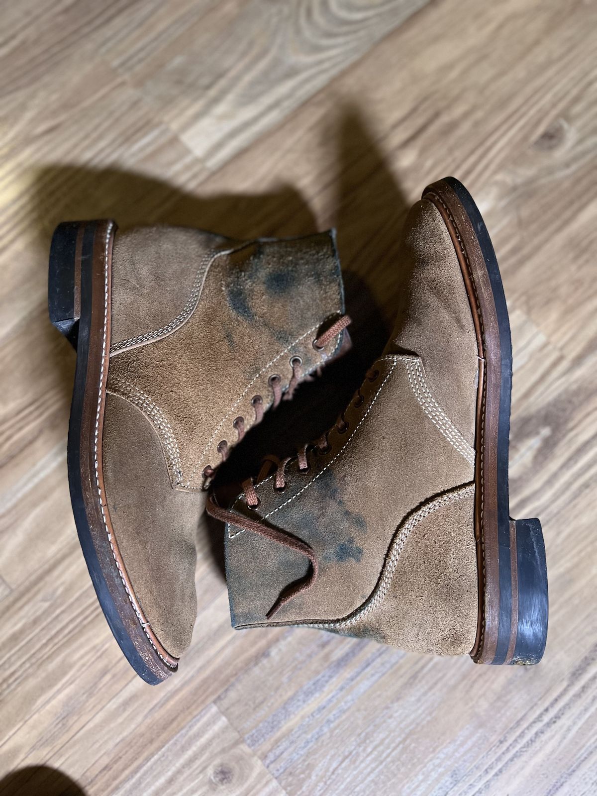 Photo by patinathunderdome on March 6, 2022 of the John Lofgren M-43 Service Shoes in Horween Natural Chromexcel Roughout.