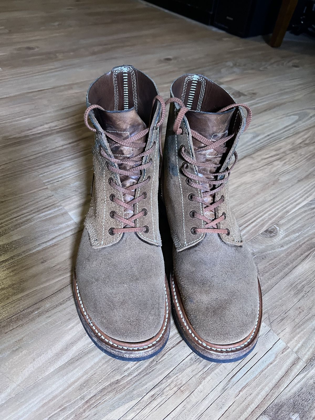 Photo by patinathunderdome on March 6, 2022 of the John Lofgren M-43 Service Shoes in Horween Natural Chromexcel Roughout.