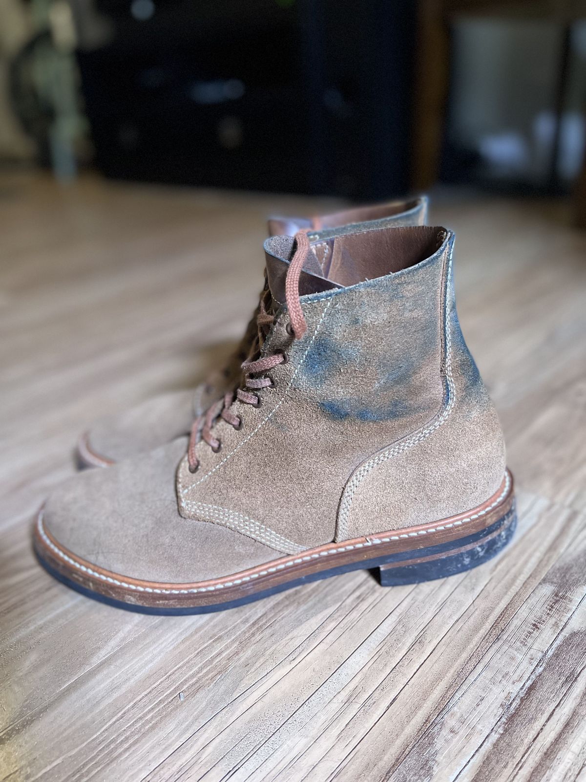 Photo by patinathunderdome on March 6, 2022 of the John Lofgren M-43 Service Shoes in Horween Natural Chromexcel Roughout.