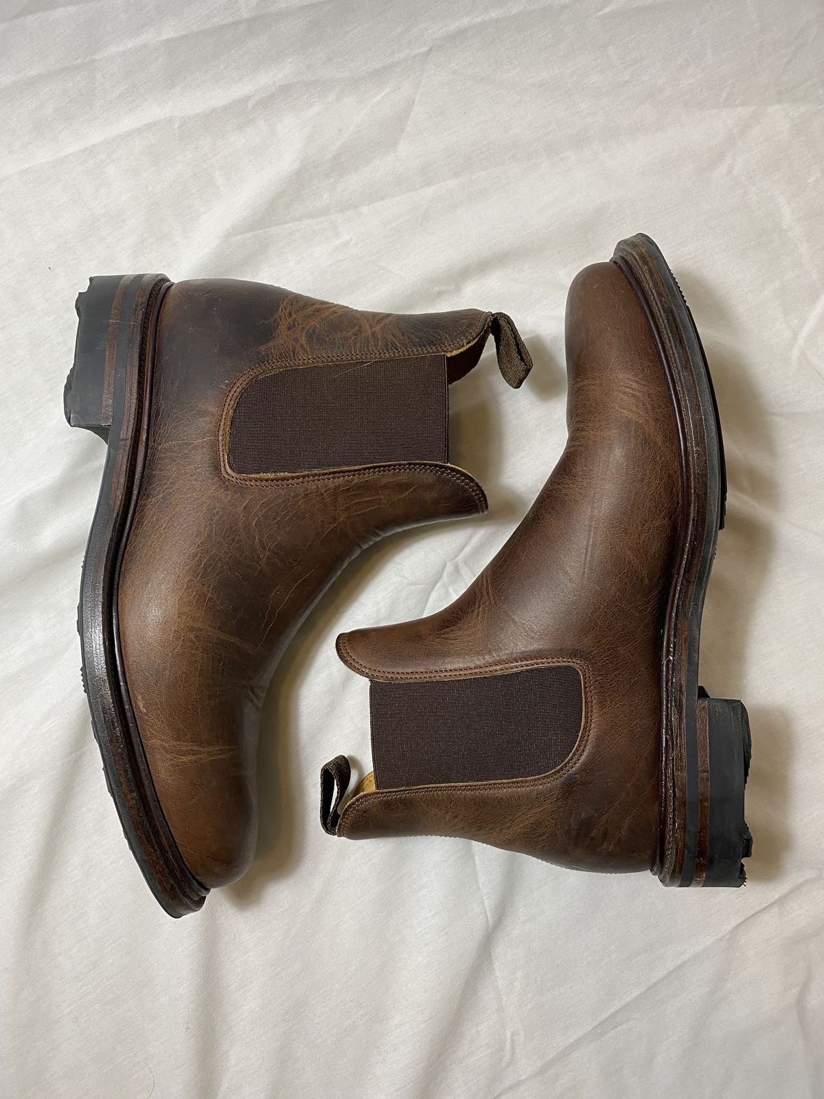 Photo by patinathunderdome on February 5, 2022 of the Viberg Chelsea in Horween Rowdy Dachshund.