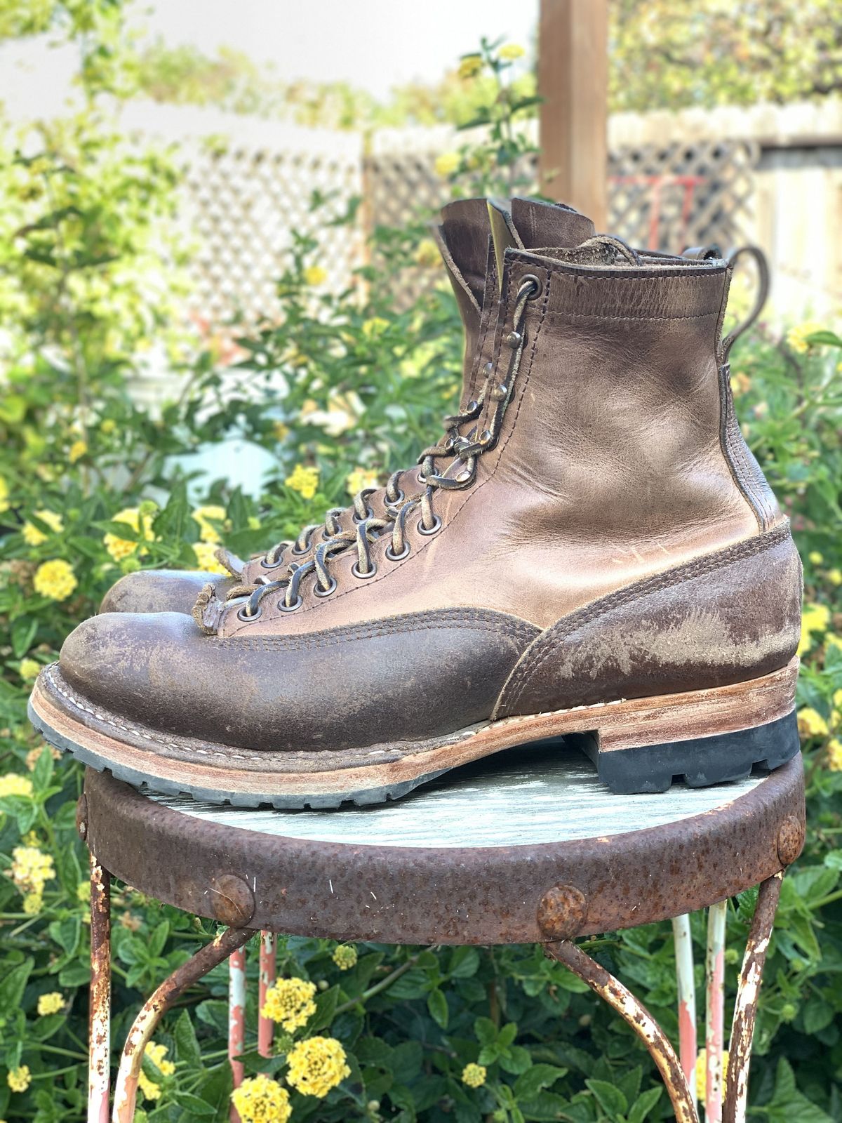 Photo by patinathunderdome on December 2, 2021 of the White's Bounty Hunter in Horween Natural Waxed Flesh.