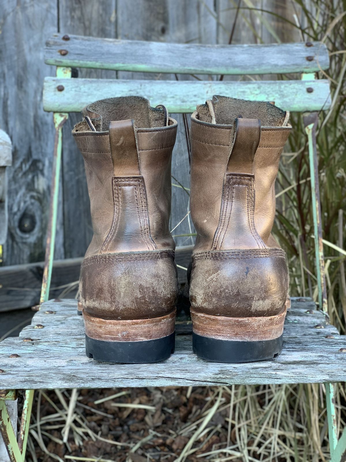 Photo by patinathunderdome on January 1, 2022 of the White's Bounty Hunter in Horween Natural Waxed Flesh.