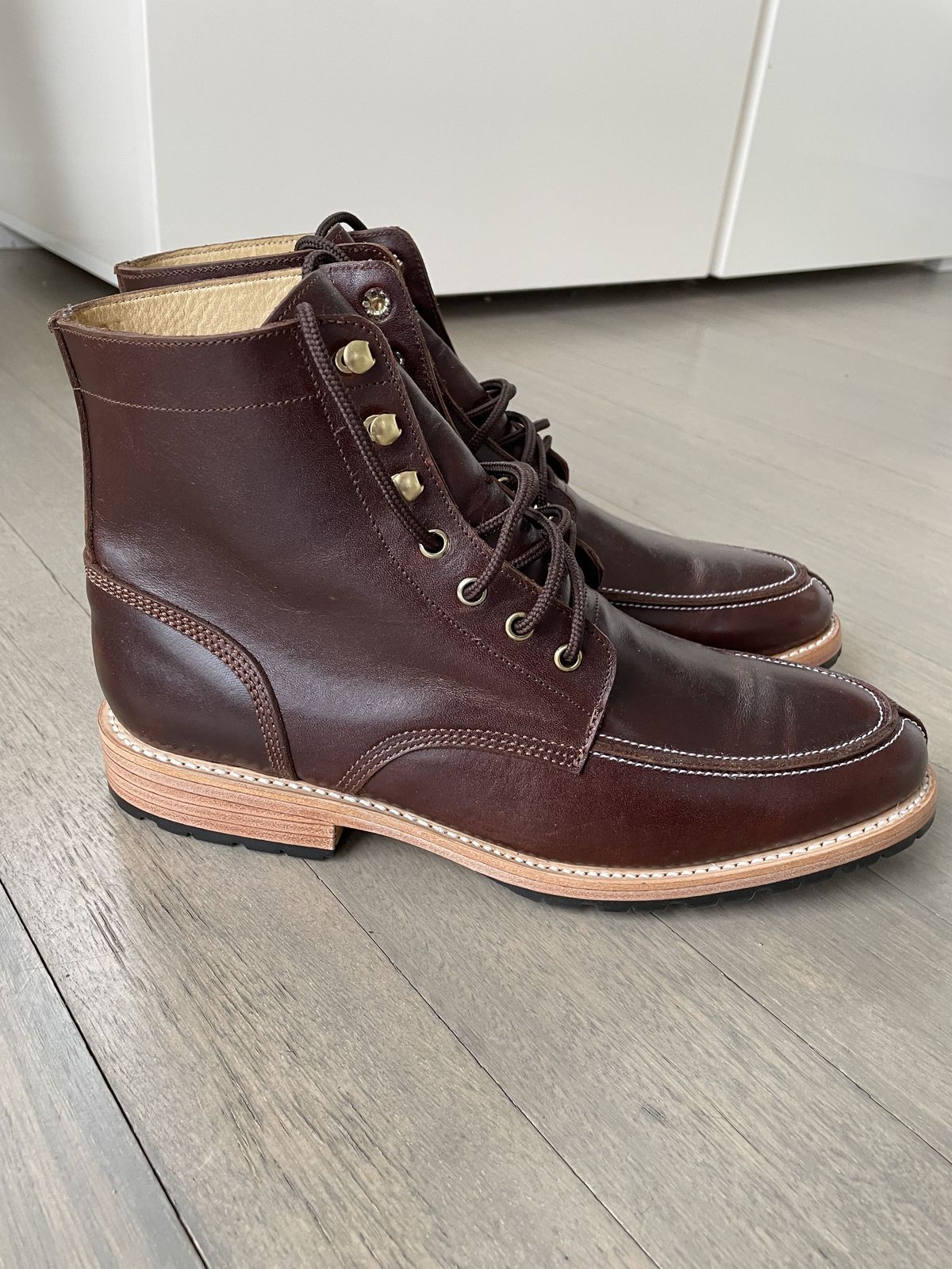 Photo by patinathunderdome on September 30, 2021 of the John Doe Shoes 11 Campbell Boot in Horween Cognac Boundary.