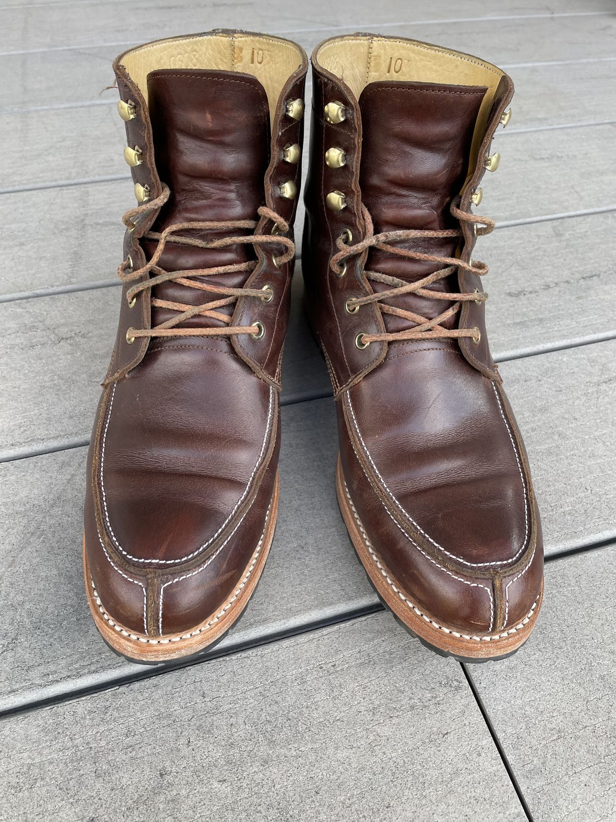 Photo by patinathunderdome on November 2, 2021 of the John Doe Shoes 11 Campbell Boot in Horween Cognac Boundary.