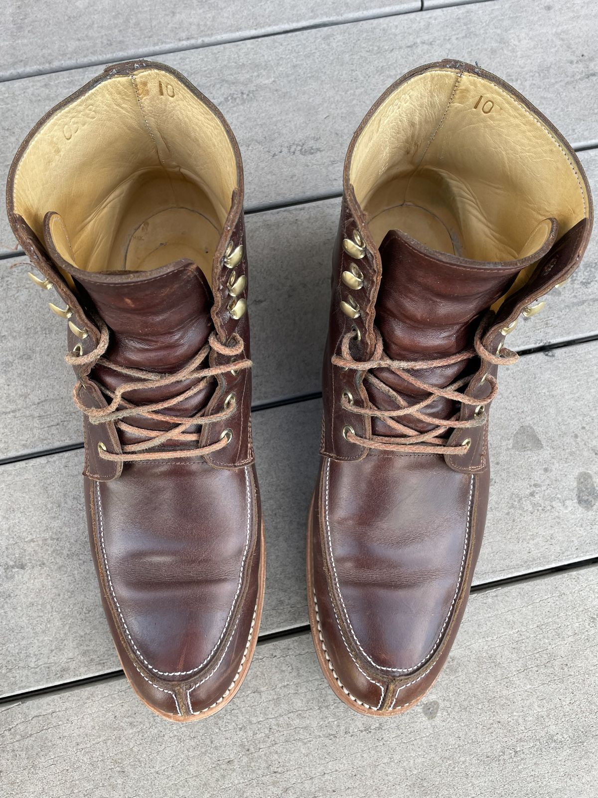 Photo by patinathunderdome on November 2, 2021 of the John Doe Shoes 11 Campbell Boot in Horween Cognac Boundary.