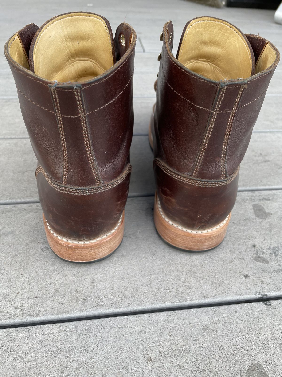 Photo by patinathunderdome on November 2, 2021 of the John Doe Shoes 11 Campbell Boot in Horween Cognac Boundary.