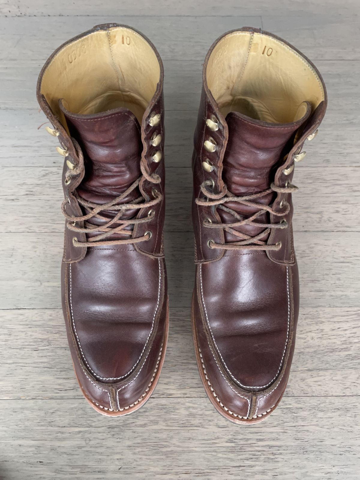 Photo by patinathunderdome on December 3, 2021 of the John Doe Shoes 11 Campbell Boot in Horween Cognac Boundary.
