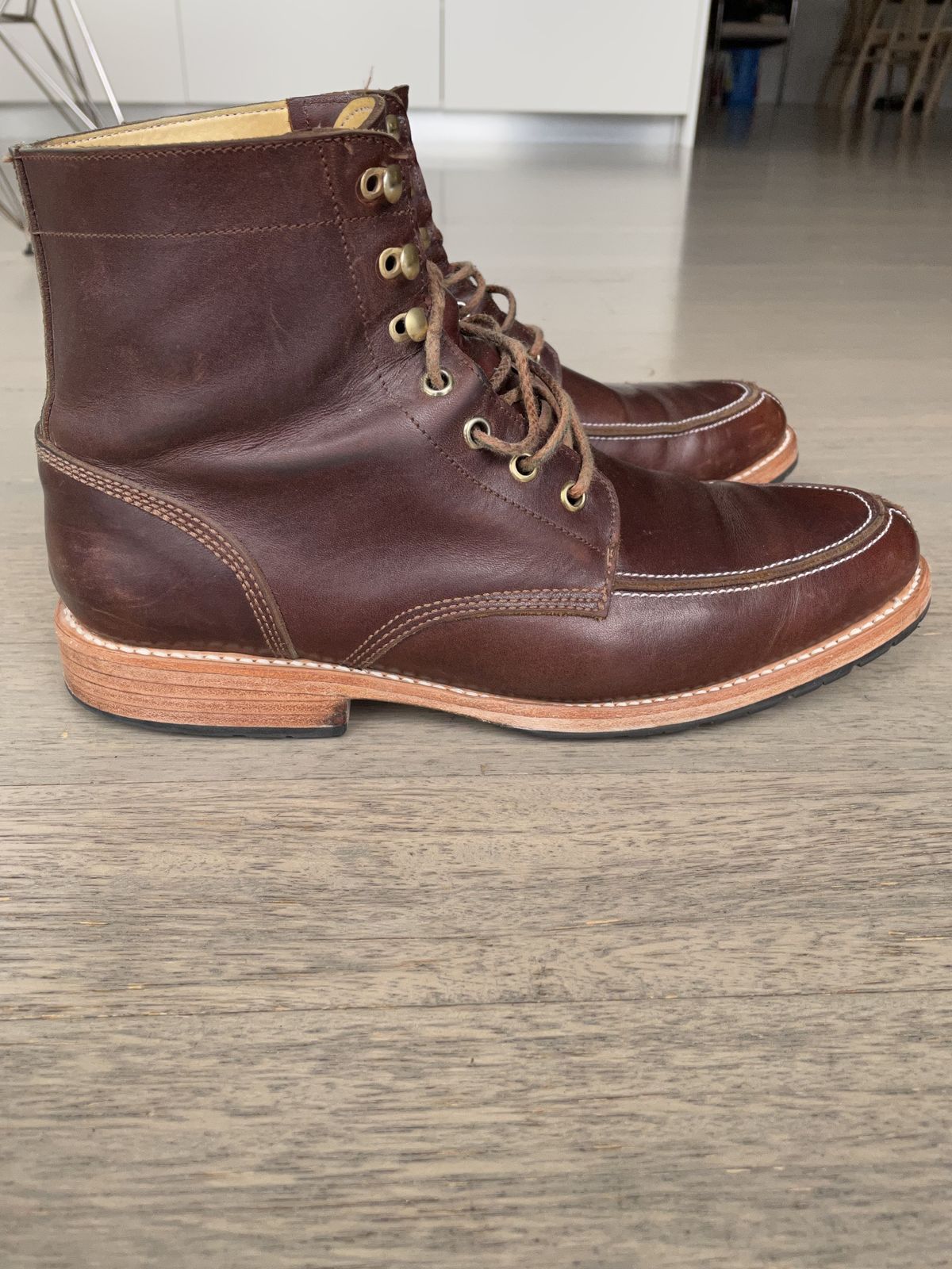 Photo by patinathunderdome on December 3, 2021 of the John Doe Shoes 11 Campbell Boot in Horween Cognac Boundary.