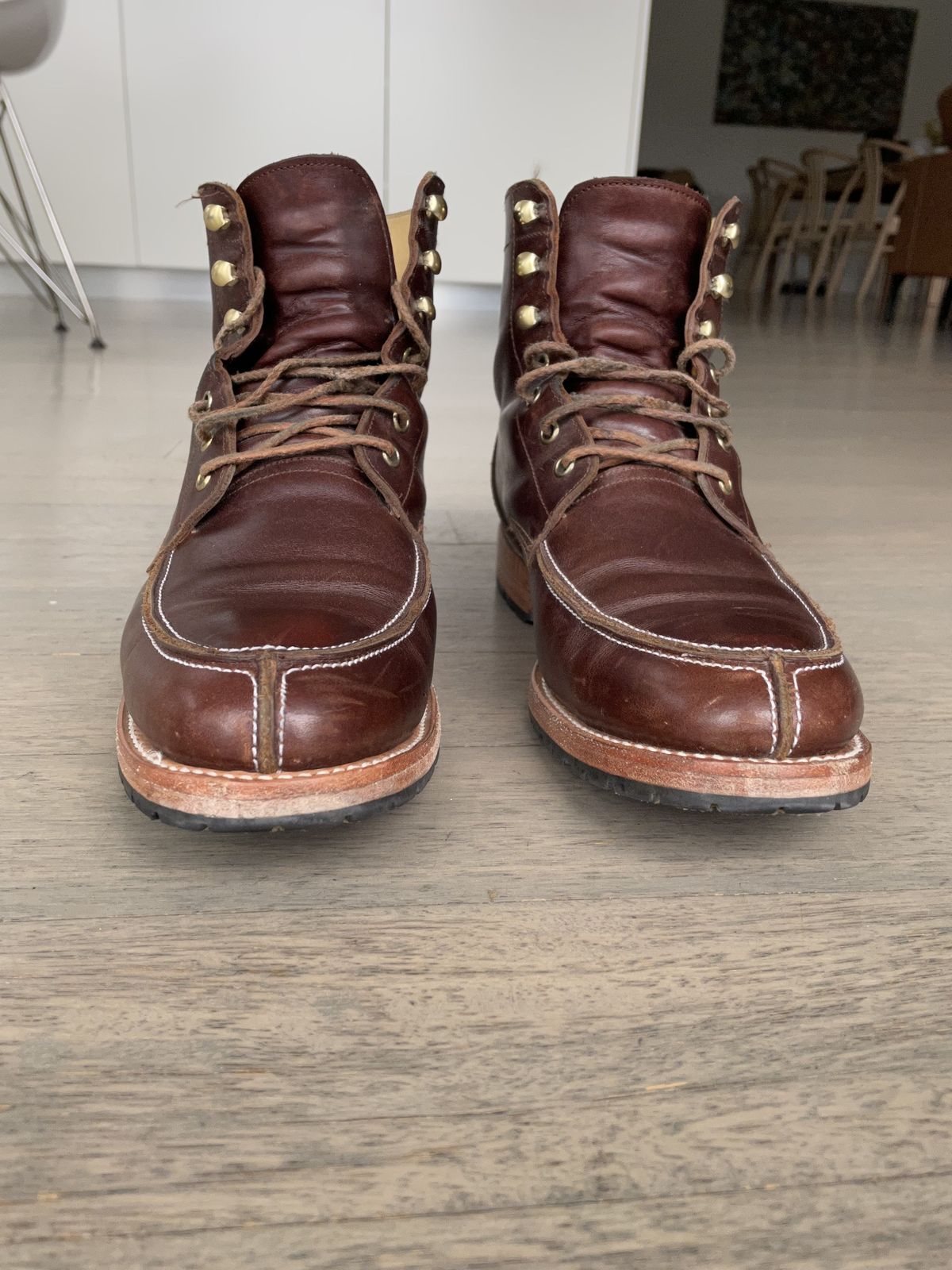 Photo by patinathunderdome on December 3, 2021 of the John Doe Shoes 11 Campbell Boot in Horween Cognac Boundary.